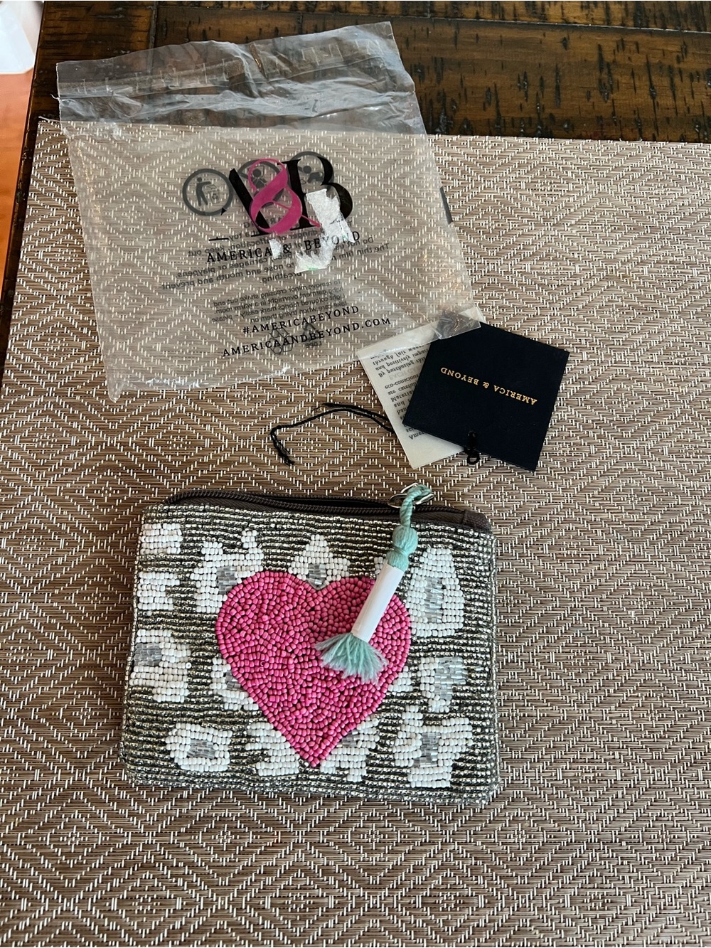 «AIl The Love" Beaded Zip Pouch by America & Beyond